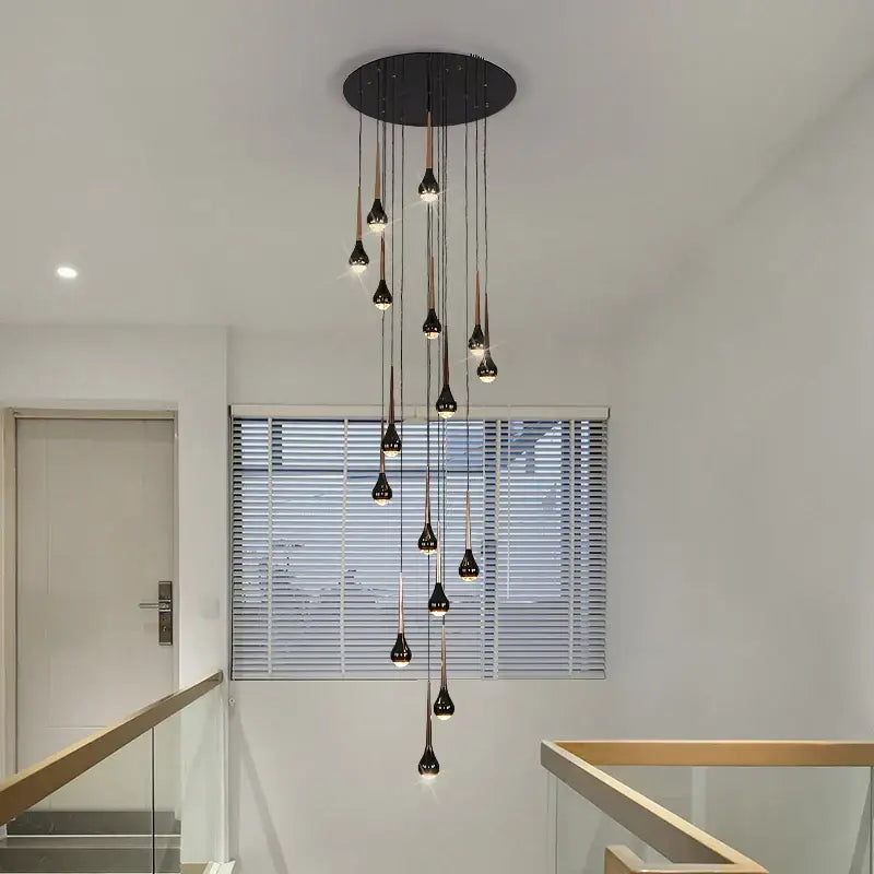 luxe loft black & gold chandelier living room pendant light