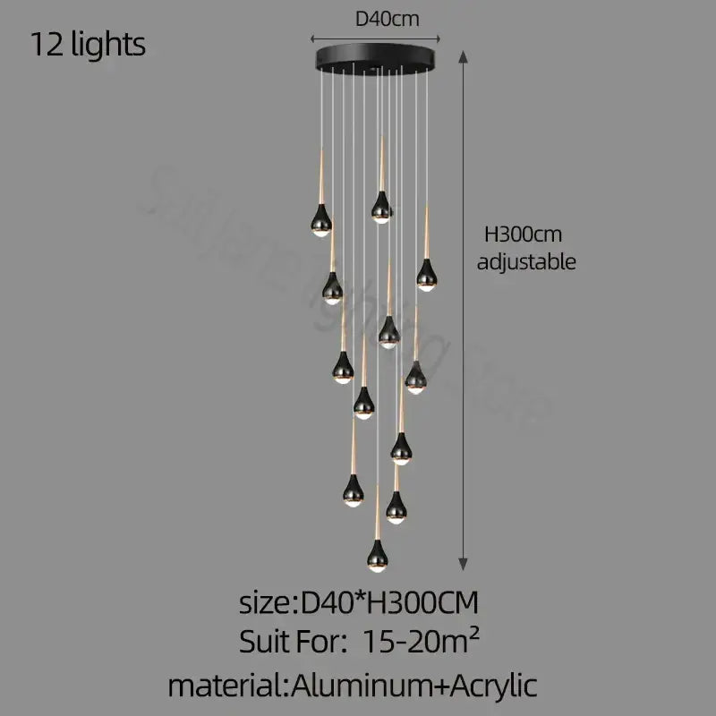 luxe loft black & gold chandelier living room pendant light