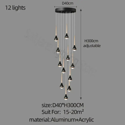 luxe loft black & gold chandelier living room pendant light