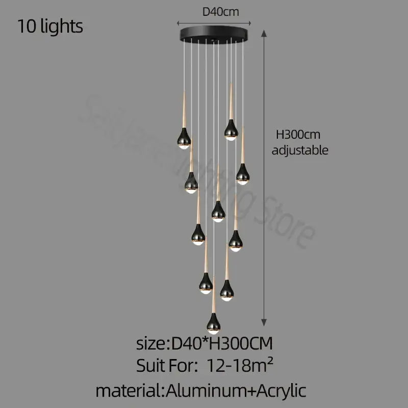 luxe loft black & gold chandelier living room pendant light