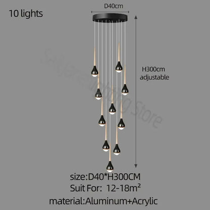 luxe loft black & gold chandelier living room pendant light