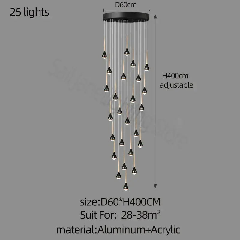 luxe loft black & gold chandelier living room pendant light