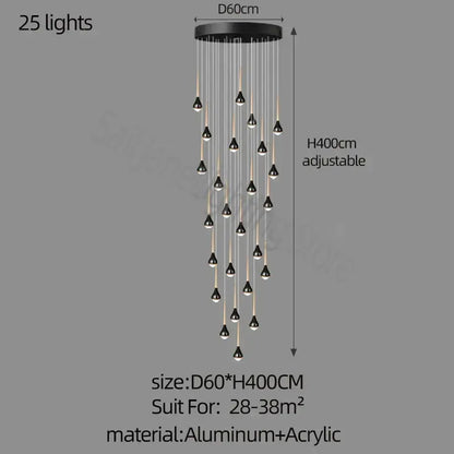 luxe loft black & gold chandelier living room pendant light