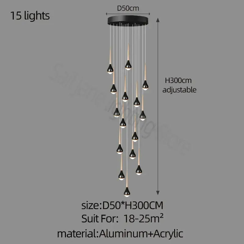 luxe loft black & gold chandelier living room pendant light