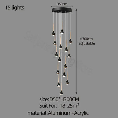 luxe loft black & gold chandelier living room pendant light