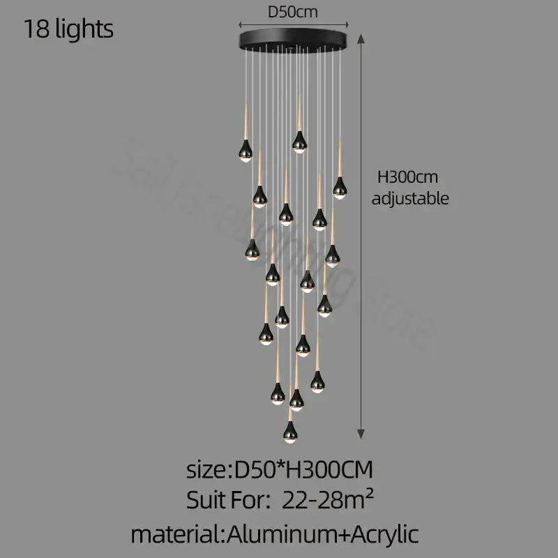 luxe loft black & gold chandelier living room pendant light