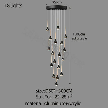 luxe loft black & gold chandelier living room pendant light