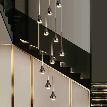 luxe loft black & gold chandelier living room pendant light