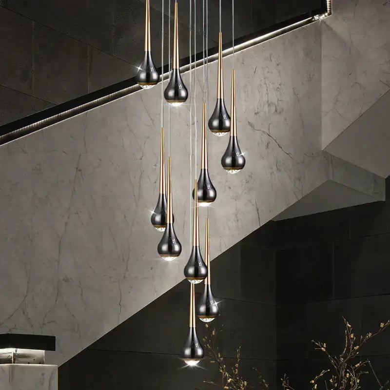 luxe loft black & gold chandelier living room pendant light