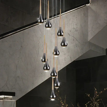 luxe loft black & gold chandelier living room pendant light