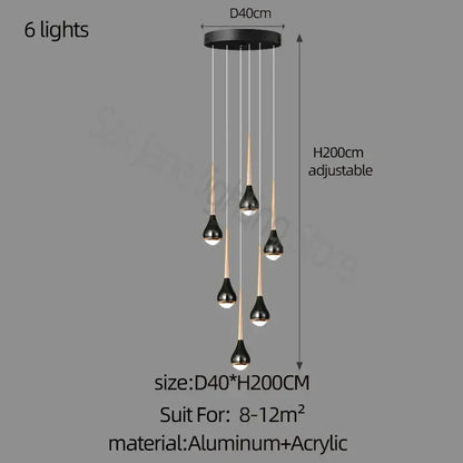 luxe loft black & gold chandelier living room pendant light