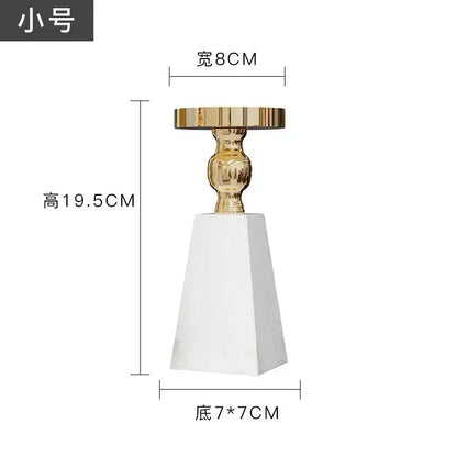 Modern white marble candle holder gold accents dining room decor