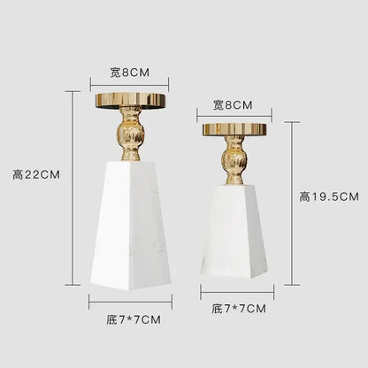 Modern white marble candle holder gold accents dining room decor