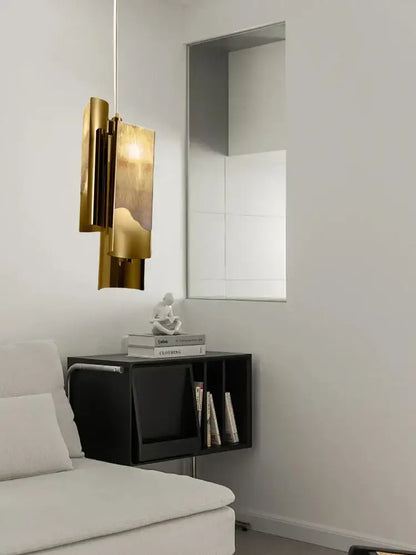 Modern brass and textured glass marble pendant light kitchen trio