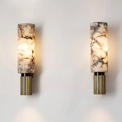 Luxe marble wall lamp – living room brass fluted sconce