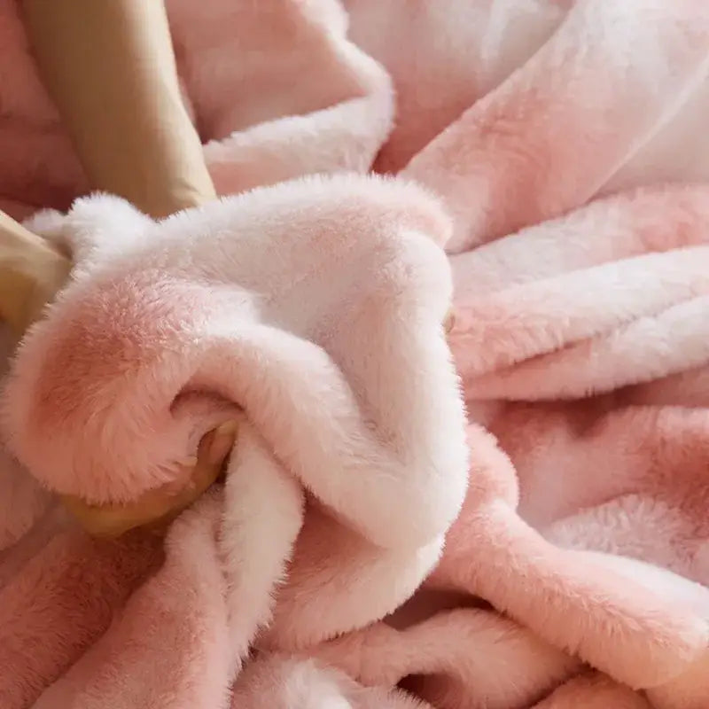 Luxe milk velvet pink & white blanket bedroom throw