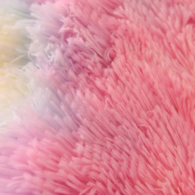 Luxe mink fleece pastel rainbow gradient quilt bedroom blanket