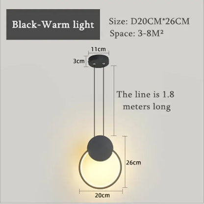 Luxe nordic black circle pendant light for living room ambiance