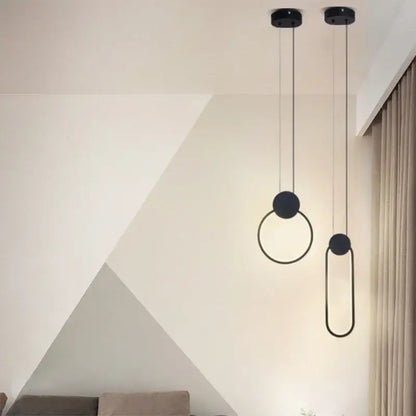 Luxe nordic black circle pendant light for living room ambiance