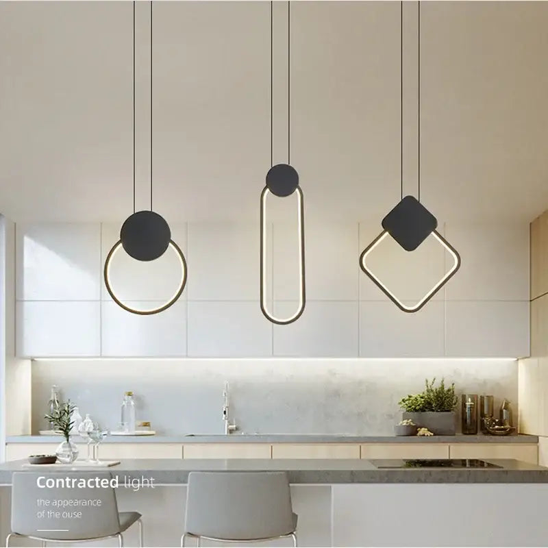 Luxe nordic black circle pendant light for living room ambiance