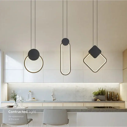 Luxe nordic black circle pendant light for living room ambiance