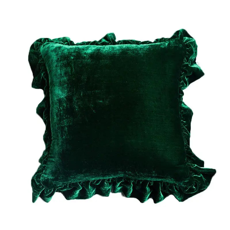 Luxe mustard yellow ruffled velvet euro pillow sham bedroom decor