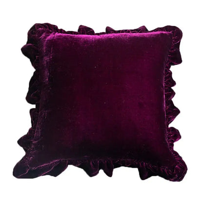 Luxe mustard yellow ruffled velvet euro pillow sham bedroom decor