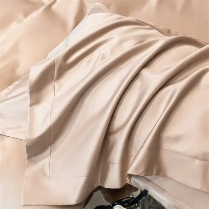 Luxurious light blue satin duvet cover set bedroom bedding