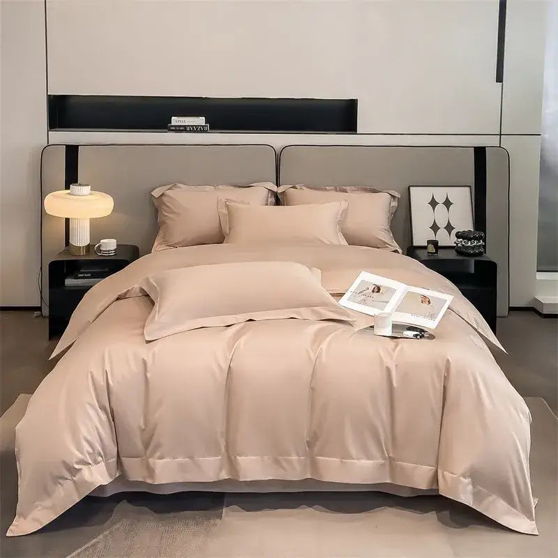 Luxurious light blue satin piece duvet cover set bedroom bedding