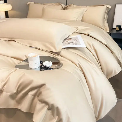 Luxurious light green satin duvet cover set bedroom bedding