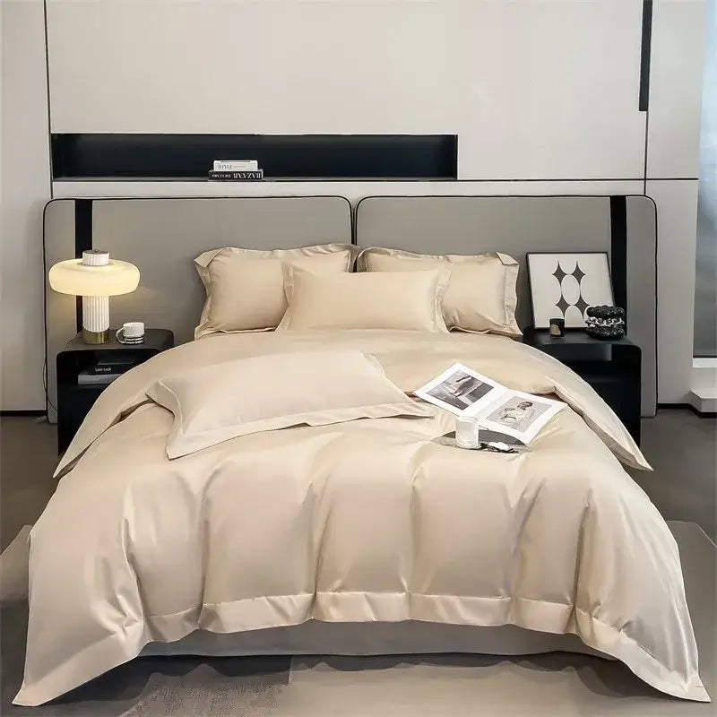 Luxurious gray satin duvet cover set bedroom stitched bedding