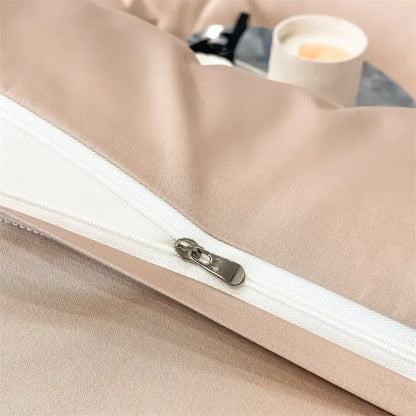Luxurious white satin egyptian cotton duvet cover bedroom bedding set