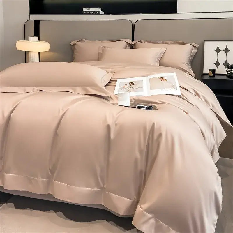Luxurious light green satin duvet cover set bedroom bedding