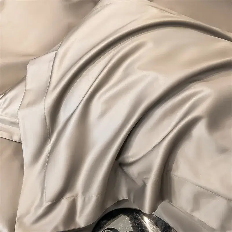 Luxurious light green satin duvet cover set bedroom bedding
