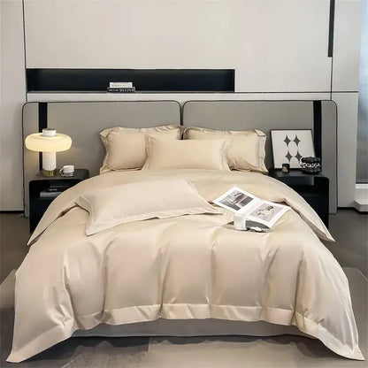 Luxurious light blue satin 3 piece duvet cover bedroom bedding set
