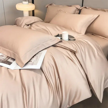Luxurious light green satin duvet cover set bedroom bedding