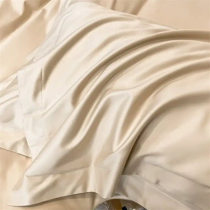 Luxurious light green satin duvet cover set bedroom bedding