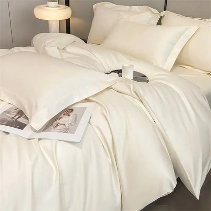 Luxurious light blue satin duvet cover set bedroom bedding