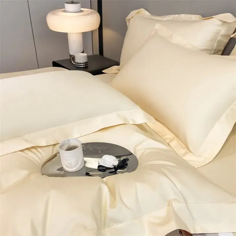 Luxurious gray satin duvet cover set bedroom stitched bedding