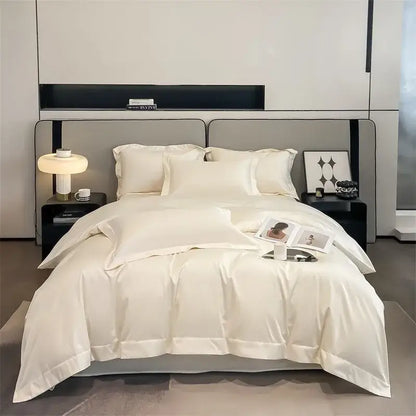 Luxurious gray satin duvet cover set bedroom stitched bedding