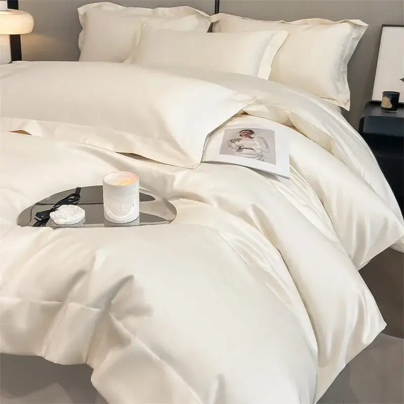 Luxurious gray satin piece duvet cover bedroom bedding set