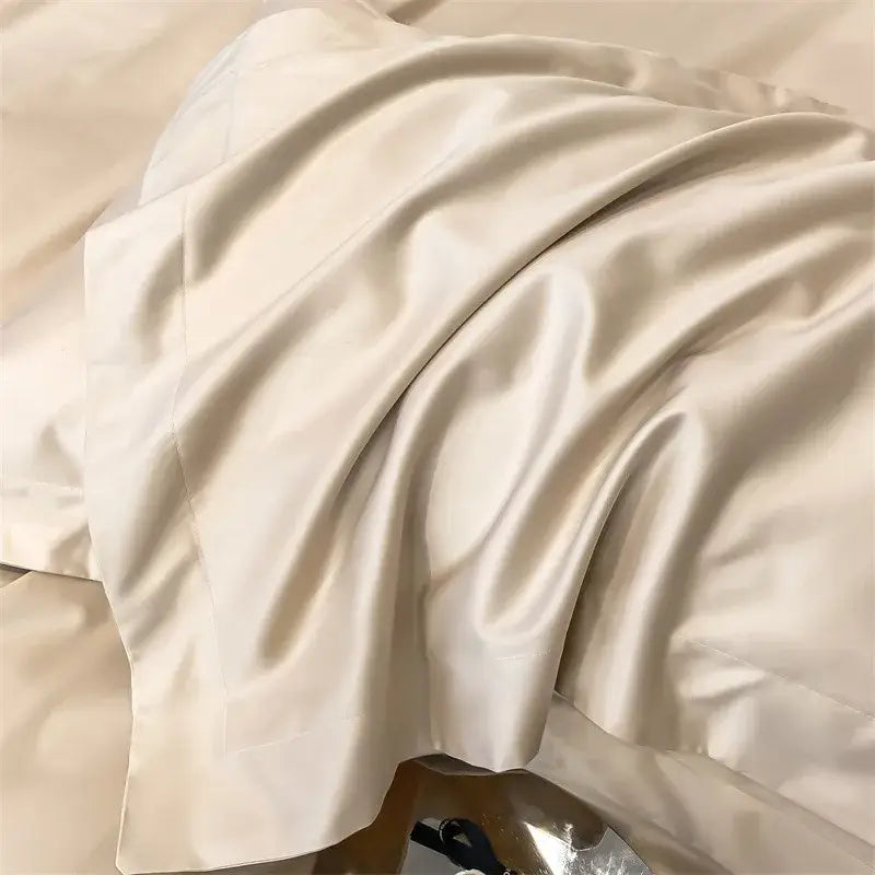 Luxurious light blue satin piece duvet cover set bedroom bedding