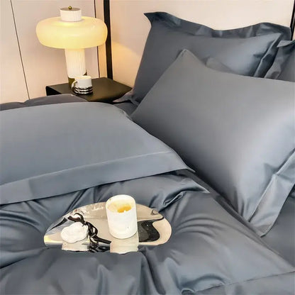 Luxurious light green satin duvet cover set bedroom bedding