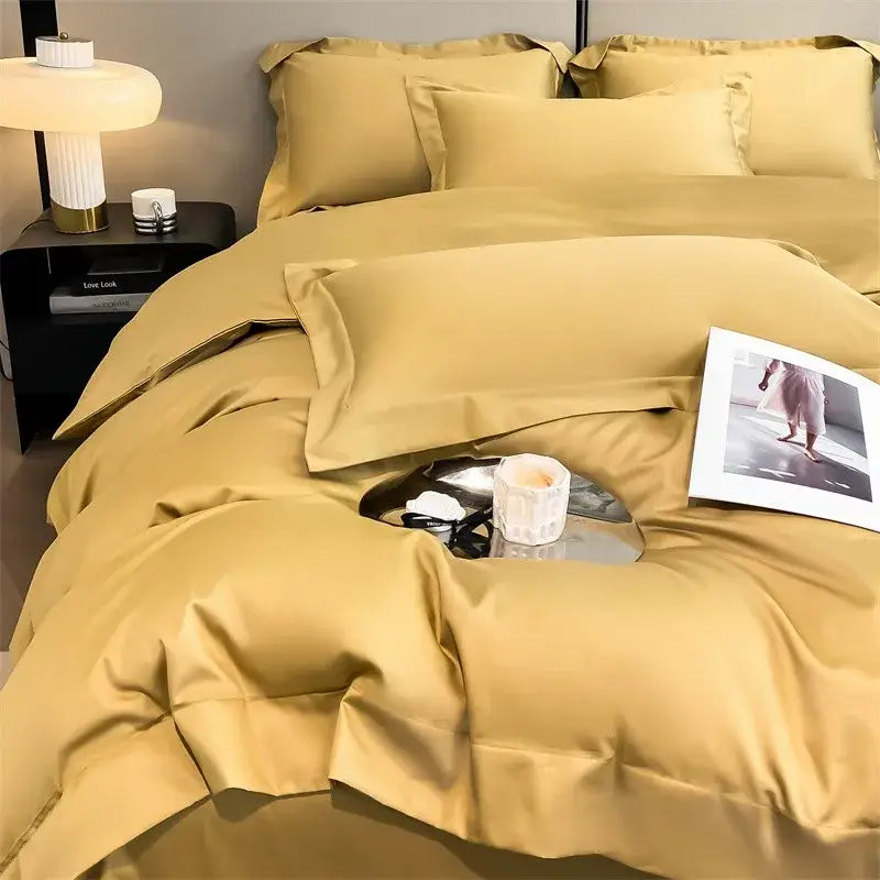 Luxurious light blue satin duvet cover set bedroom bedding