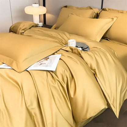 Luxurious light blue satin duvet cover set bedroom bedding