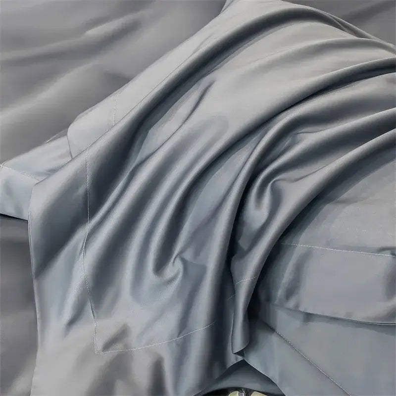 Luxurious gray satin piece duvet cover bedroom bedding set