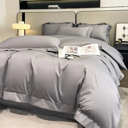 Luxurious light blue satin piece duvet cover set bedroom bedding