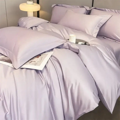 Luxurious gray satin piece duvet cover bedroom bedding set