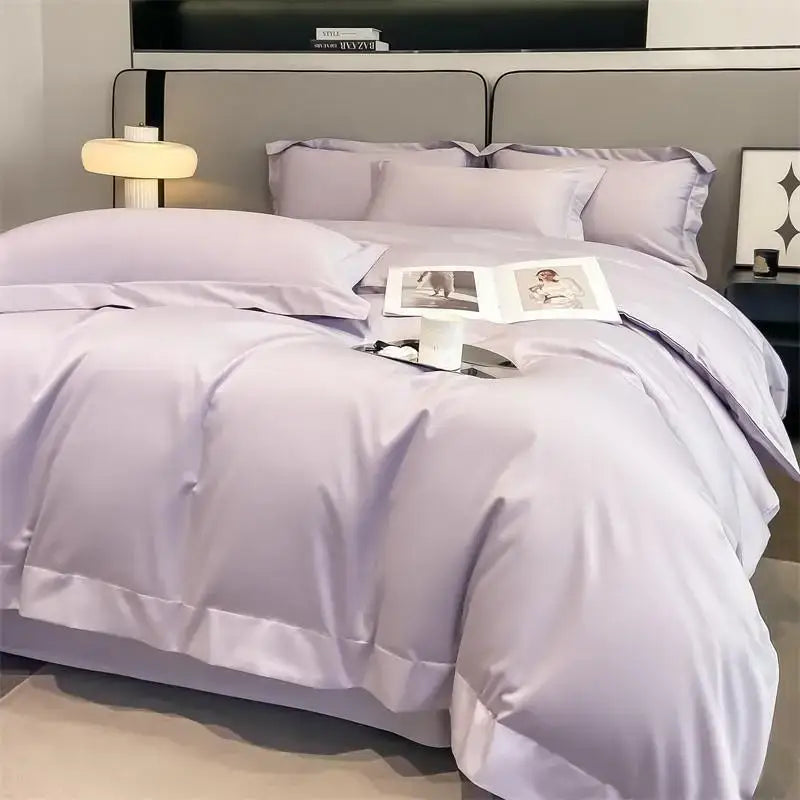 Luxurious light green satin duvet cover set bedroom bedding