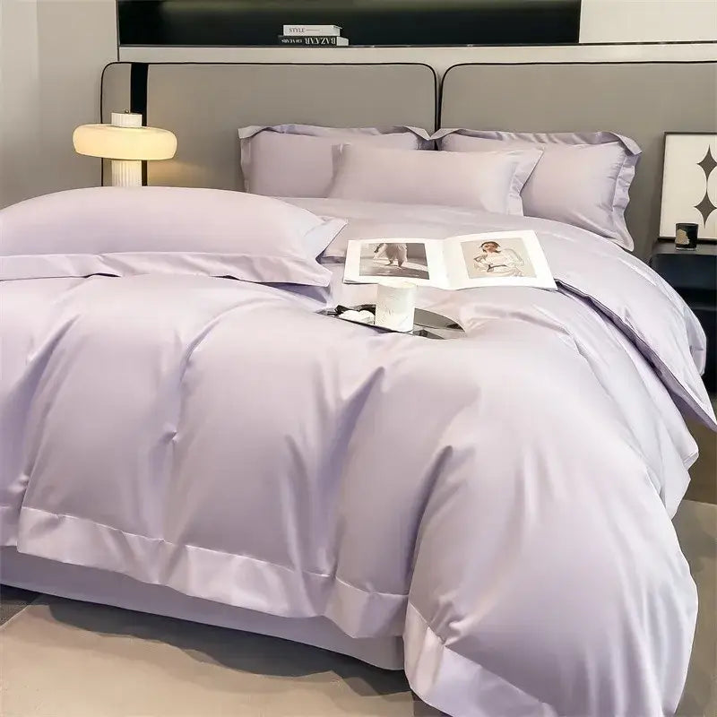 Luxurious white satin egyptian cotton duvet cover bedroom bedding